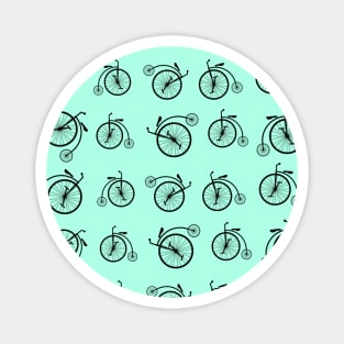 Retro Bicycle Pattern on Aqua Green Background Magnet